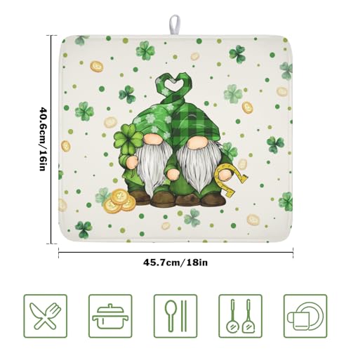 St Patrick's Day Gnome Dish Drying Mat for Kitchen Counter