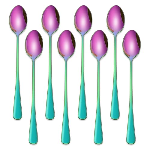 7.5 Inches Rainbow Stainless Steel Ice Tea Spoon (8 Count)