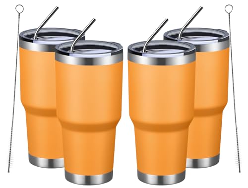 30oz Insulated Tumbler With Lids and Straws (4 Count)