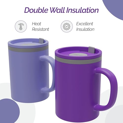 Iconic 16oz Double Wall Insulated Desk Mug with Lid & Handle