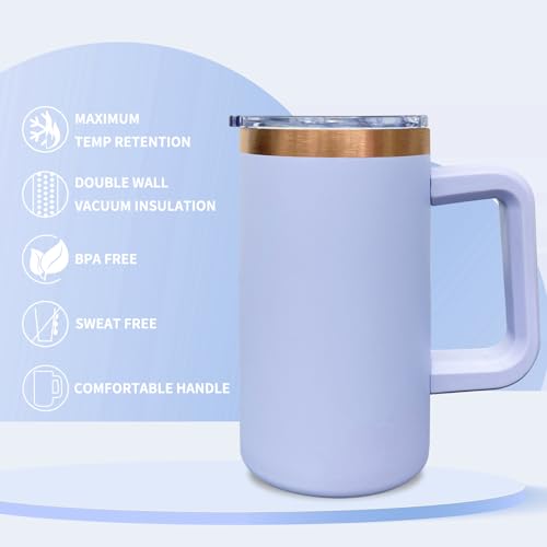 22oz Insulated Coffee Mug Bulk with Handle and Lid Lilac (4 Count)