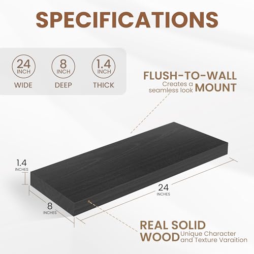 Rustic Floating Shelves for Home Decor (2 Count)