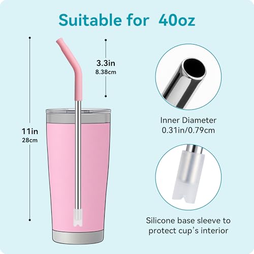 20 oz Straight Metal Straws with Silicone Tip for 20 oz Tumbler