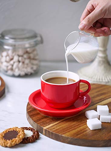 4 Ounce Porcelain Stackable Espresso Cups with Saucers and Metal Stand Set of 4
