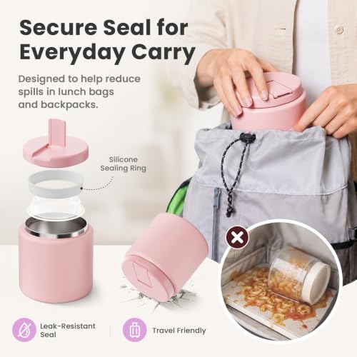 26oz Soup Thermo for Hot Food Kids with Buckle Lid Insulated Vacuum Food Jar Wide Mouth Leakproof Stainless Steel Lunch Container