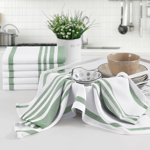 Premium Cotton Stripe Kitchen Towels 8 Pack (8 Count)