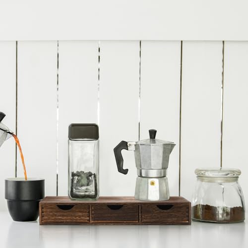 Wooden Coffee Pod Storage Drawer Cabinet Vintage Tea Organizer Holder with Drawers Coffee Cup & Accessory Storage for Home Office Brewers
