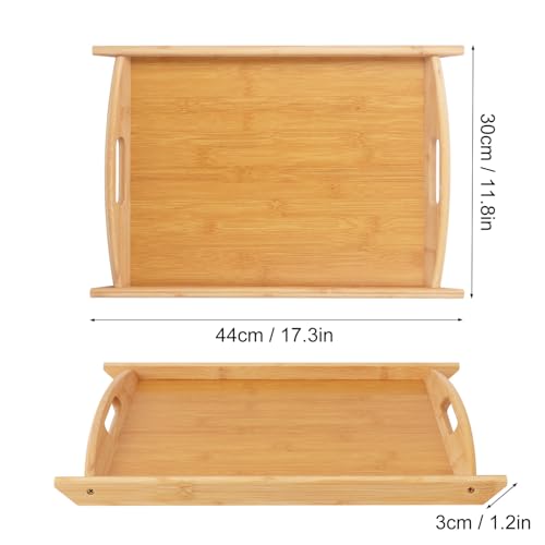 4 Pack 17.3 Inch Large Bamboo Serving Tray with Handle (4 Count)