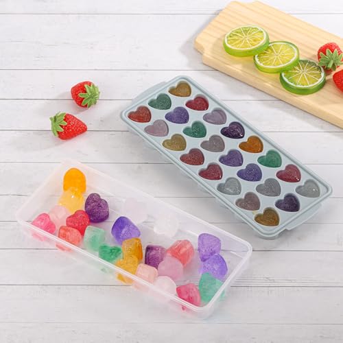 Heart Shaped Ice Cube Trays with Lid and Bins