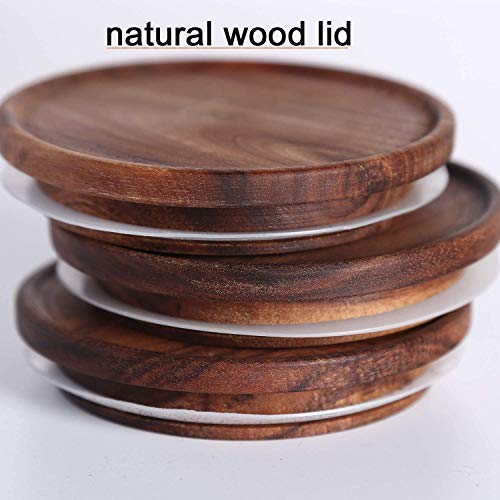 Sealed Glass Food Storage Containers with Airtight Wood Lids and Scoops for Kitchen Counter (3 Count)