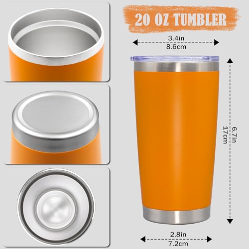 20oz Tumbler Insulated Coffee Tumblers with Lid Stainless Steel Orange 4P (4 Count)
