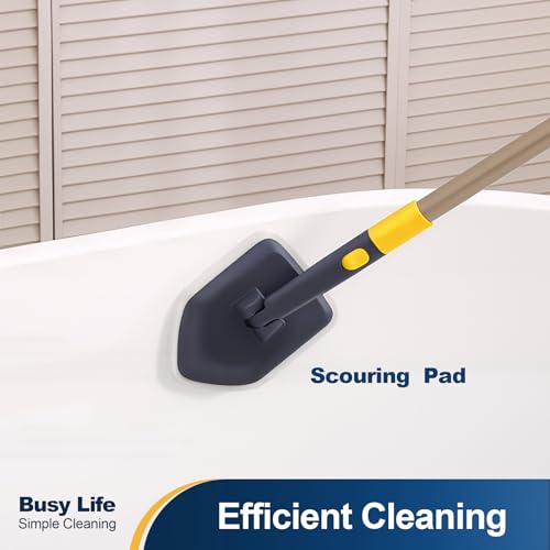 Tub Tile Scrubber Brush 2 in 1 Cleaning Brush 4*Scouring Pads 58.2"