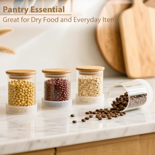 17oz Round Glass Storage Containers with Bamboo Lids (12 Count)