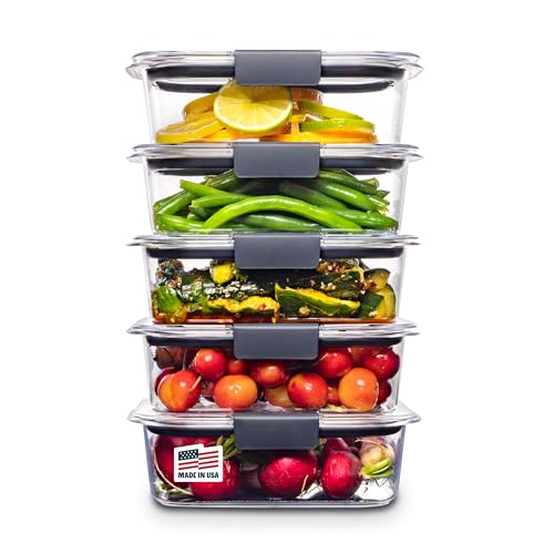 Brilliance Tritan Plastic Food Storage Containers BPA Free Airtight Lids Ideal for Lunch Meal Prep & Leftovers Set of 5 (5 Count)