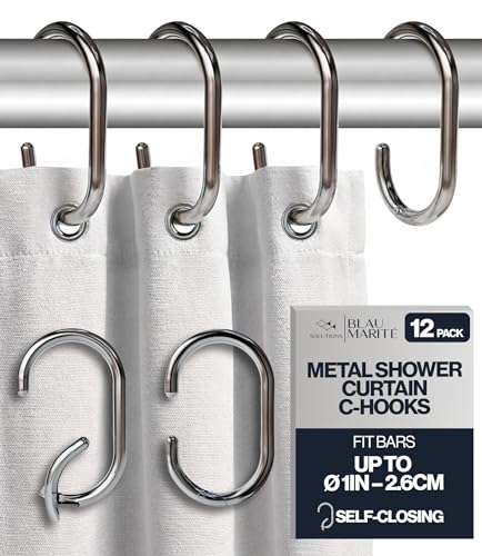 12 Metal Shower Curtain Hooks (12 Count)