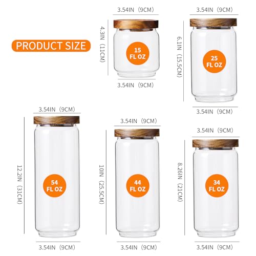 Glass Storage Jars Set with Airtight Wood Lids