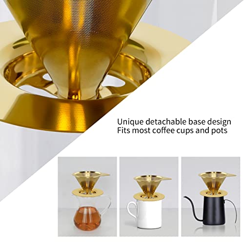 Pour Over Coffee Dripper Reusable Coffee Filter Paperless Coffee Filter Stainless Steel Pour Over Coffee Maker Cone Coffee Dripper for 1