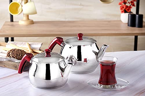 Turkish Teapot Set Stainless Steel Tea Maker for Stovetop (4 Count)