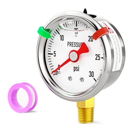 0 30psi Stainless Steel Glycerin Liquid Filled Pressure Gauge1