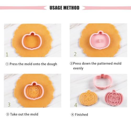 10 Pcs Halloween Cookie Cutters Set with Plunger Stamps