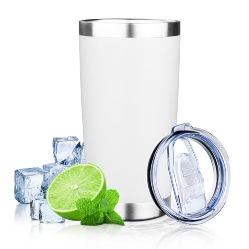 20oz Tumbler with Lid Double Wall Vacuum Insulated Travel Coffee Mug Stainless Steel Thermal Cup Powder Coated Sturdy Coffee Tumbler for Hot and Cold Beverage