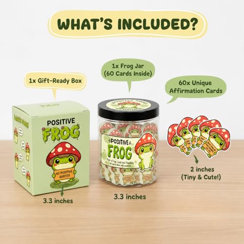 Positive Frog Jar with 60 Affirmation Cards