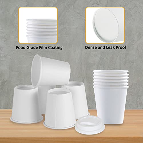 White Disposable Paper Coffee Cups with Lids (50 Count)