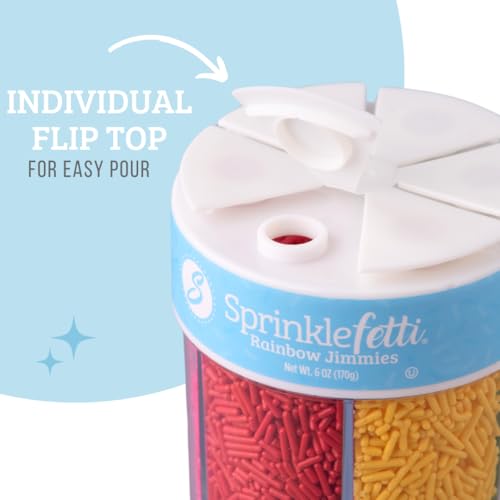 Sprinkles 6 Cell Edible Sprinkle Mix Jimmies Perfect for Cake Decorations Baking Ice Cream Cookies Cupcake Topper (6.45 Ounce)