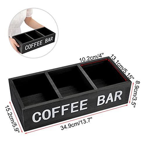 Coffee Bar Wooden Storage Box with Removable Grids