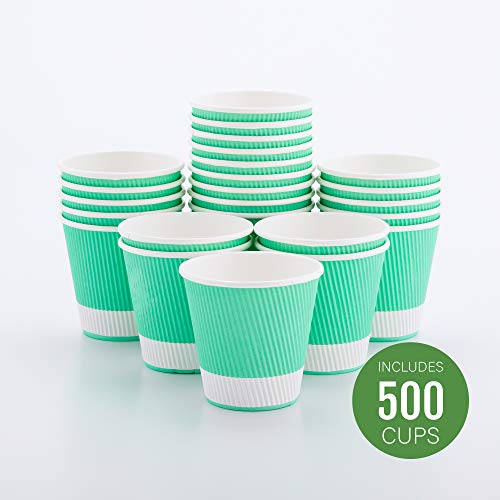 Ripple Wall Coffee Cups 500 Count 8 Ounce Insulated Light Green Paper Cups