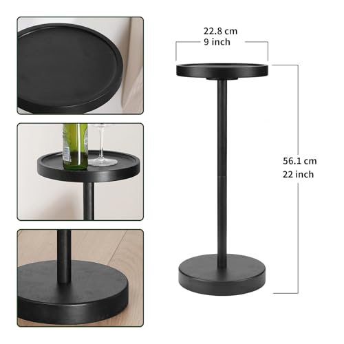 Solid Wood Pedestal Side Table Black