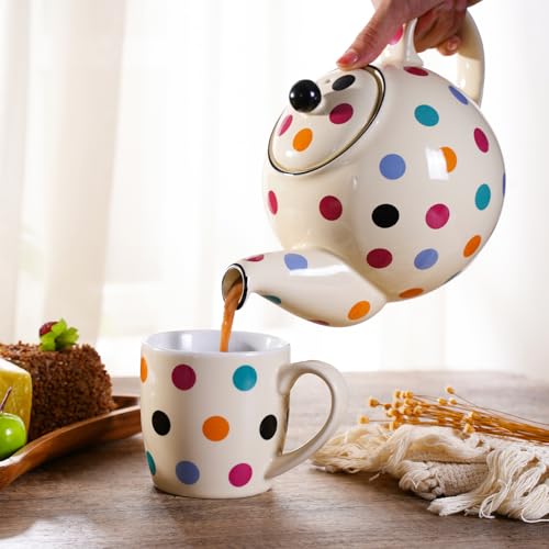 Farmhouse 4 Cup Ceramic Teapot with Removable Infuser and Lid