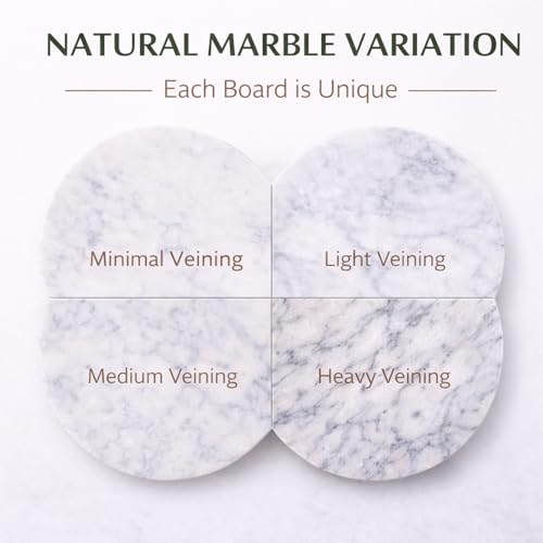 8 Inch Round Marble Cheese Board with Non