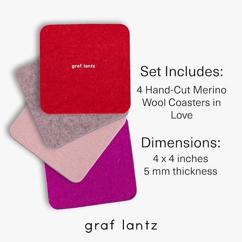 Bierfilzl Merino Wool Square Coasters Set of 4 (4 Count)