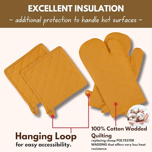 4 Piece Set 2 Oven Mitts & 2 Potholders (4 Count)