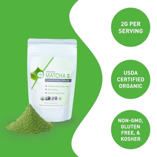 Aiya Certified USDA Japanese Organic Ceremonial Grade Matcha Green Tea Powder (3.5 Ounce)