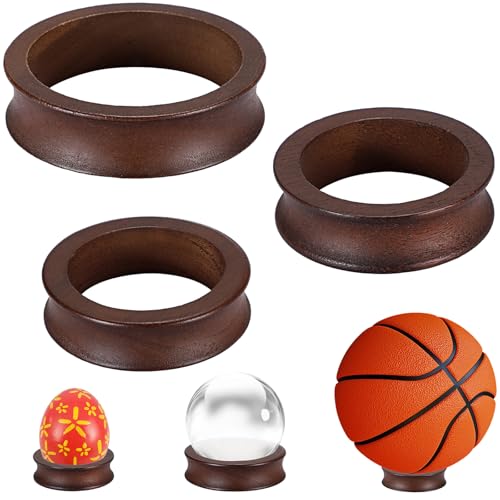 Pack of 12 Wooden Sphere Holder Display Stand for Crystal Sport Ball (12 Count)
