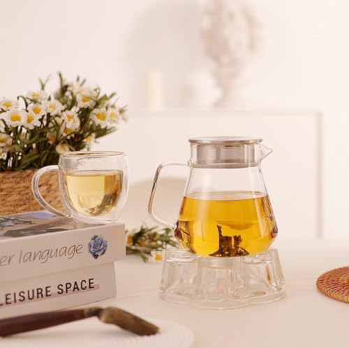 One Touch Glass Teapot with Stainless Steel Filter Lid