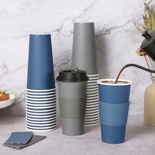 100 Pack 20 oz Disposable Coffee Cups with Lid (100 Count)
