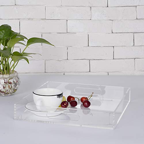 Clear Sturdy Acrylic Serving Tray with Handles