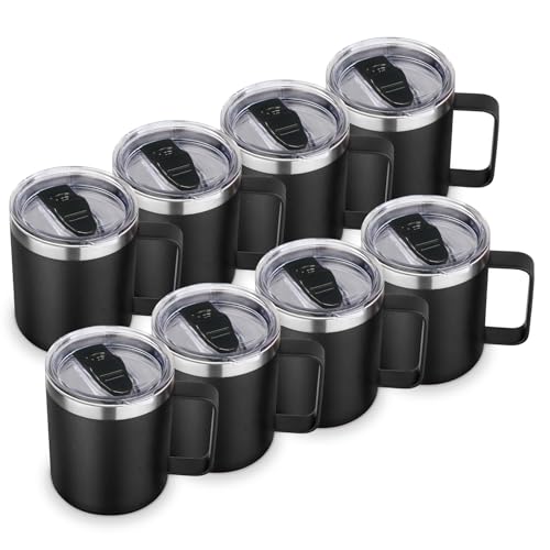 14oz Insulated Stainless Steel Coffee Mug with Lid Bulk 8 Pack (8 Count)