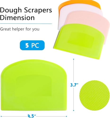 Dough Scraper 5 PCs PE Plastic Bench Scraper Flexible Bowl Scraper