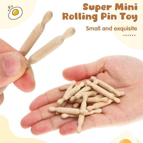 30 Pcs Mini Rolling Pins 1.96 Inch Wooden Simulation Kitchen Toys for Kids Miniature Dough Rollers for Dollhouse Decor Educational Craft Tools for Creativity and Imagination