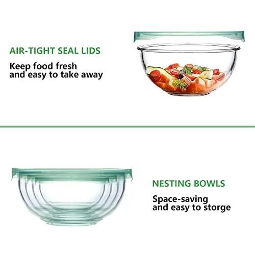 Glass Mixing Bowl with Lids Set of 4 (4 Count)