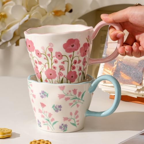 Cute Floral Coffee Mug Set of 4