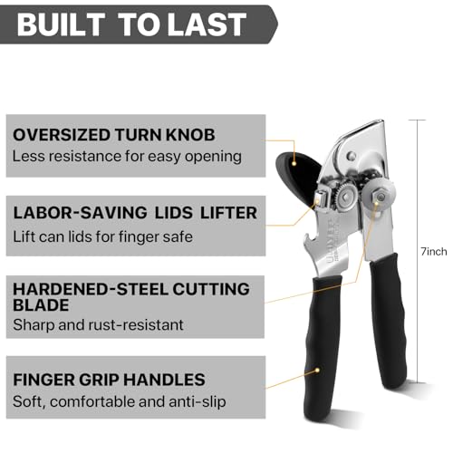Heavy Duty Hand Can Opener with Comfortable Grip for Seniors