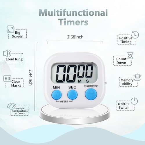 6 Pack Digital Kitchen Timer Magnetic Digital Timer with Big Display Loud Ring Cooking Timers for Cooking (4 Count)
