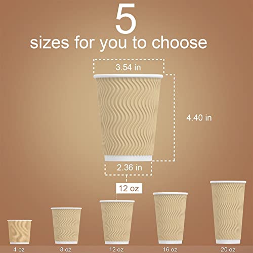 Hot Paper Cups_12 oz Disposable Insulated Corrugated Sleeve Ripple Wall Paper Cup 100 pcs