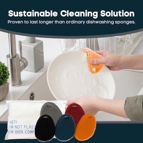 Silicone Sponge Dish Scrubber (5 Count)