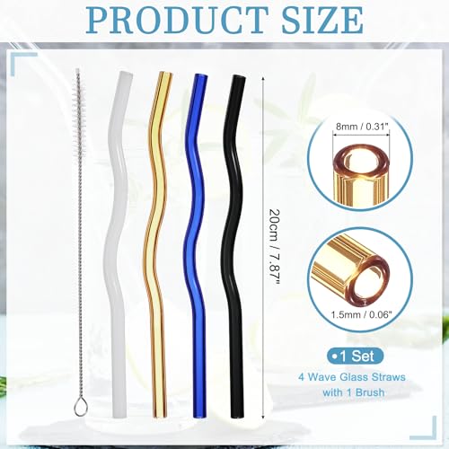 4 Pcs Reusable Glass Drinking Straws (4 Count)